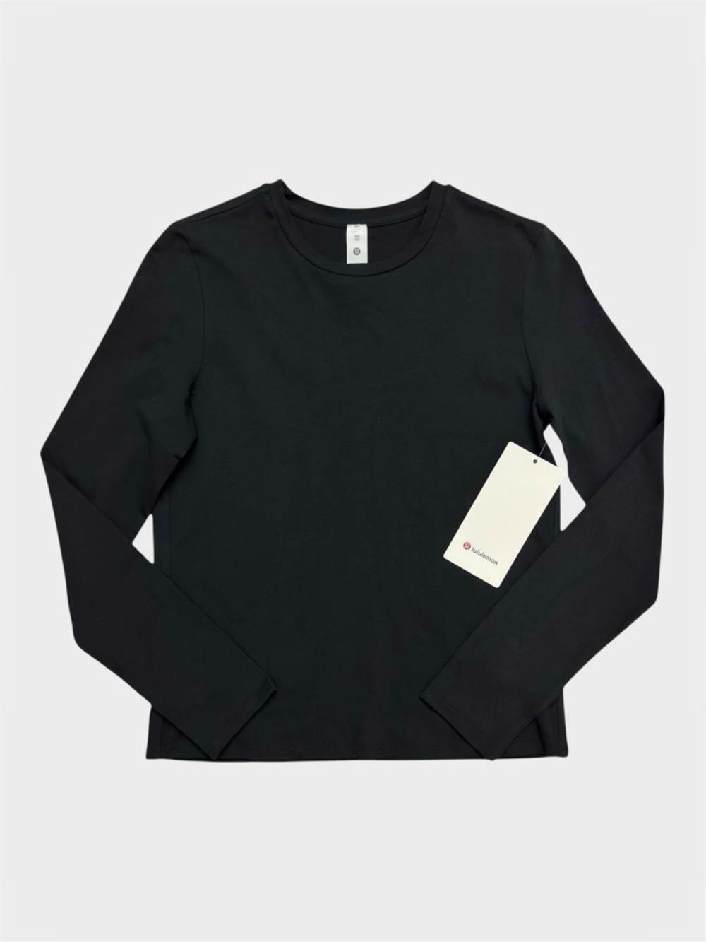 Lululemon Organic Cotton Crewneck Long Sleeve Shirt Black, Size XXS NWT
